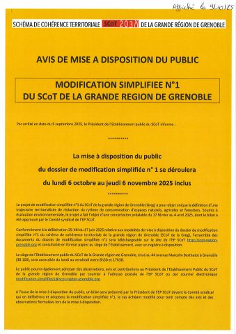 Modification simplifié N° du SCot de la Grande région de Grenoble