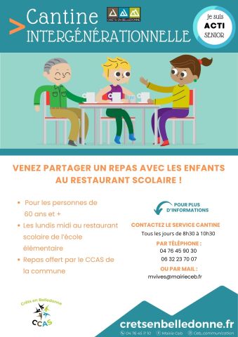 Visuel repas intergénérationnel à la cantine de Crêts en Belledonne