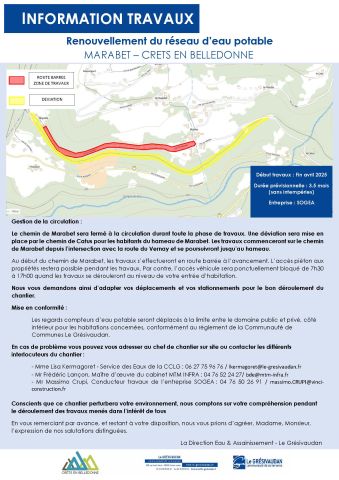 Le Grésivaudan va procéder au renouvellement du réseau d’eau potable sur le secteur MARABET à Crêts en Belledonne