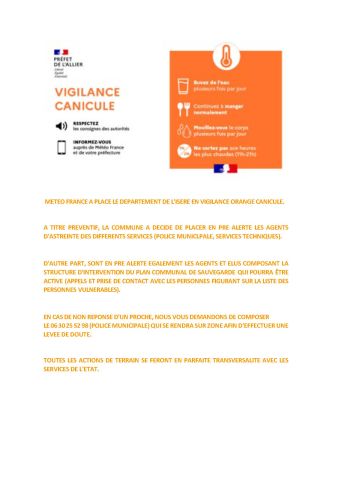 VIGILANCE ORANGE CANICULE