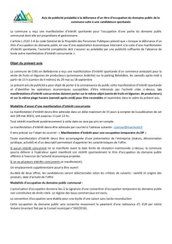 Avis de publicité