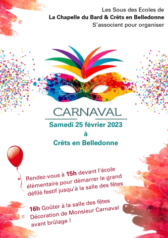 Affiche carnaval Sou des écoles Crêts en belledonne