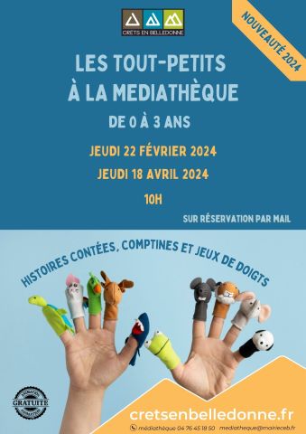 Visuel animation médiathèque de Crêts en Belledonne comptines et jeux de doigts