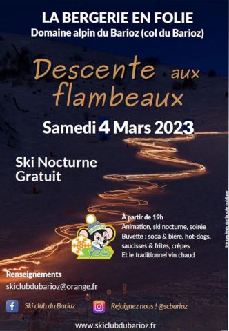 Affiche descente aux flambeaux ski club Barioz