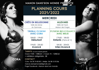 Flyer des cours de l'association Manon dans son monde