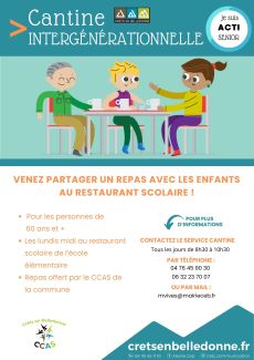 Visuel repas intergénérationnel à la cantine de Crêts en Belledonne