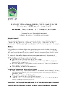 Le SIBRECSA recrute