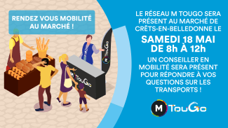 Stand mobilité TouGO au marché place de la mairie le samedi 18 mai 2024