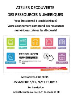 Atelier découverte des ressources numériques à la médiathèque