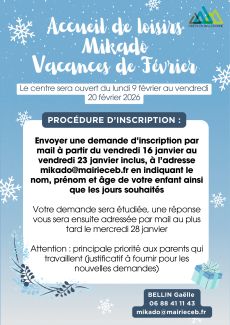Inscriptions centre de loisirs de Crêts en Belledonne pour les vacances d'hiver 2026
