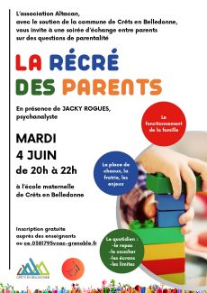 LA RECRÉ DES PARENTS soutenu par la commune de Crêts en Belledonne