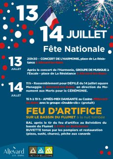 Festivités du 14 juillet 2024 Sur Crêts en Belledonne et Allevard-les-bains