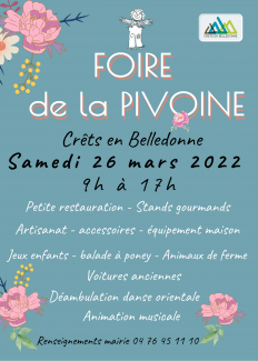 Affiche foire de la pivoine Crêts en Belledonne 38830