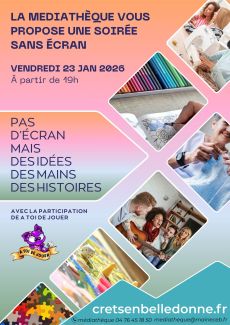 Soirée sans écran à la médiathèque du 23 janvier 2026