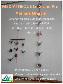 Ateliers origami médiathèque Crêts en Belledonne